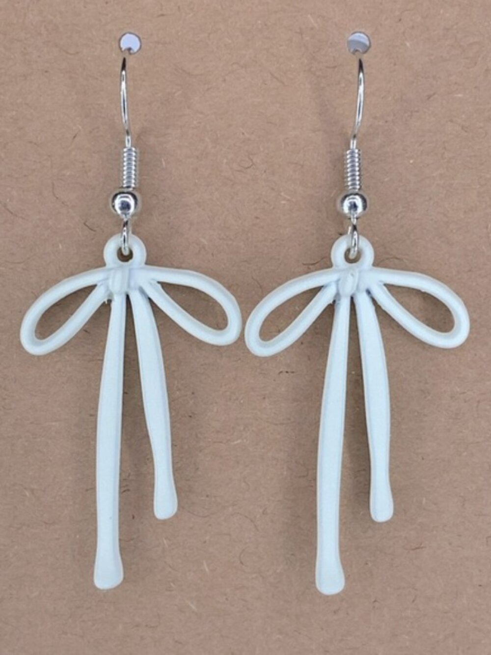 Gloss Coated Metal Bow Pendant Earrings Fashion Jewelry